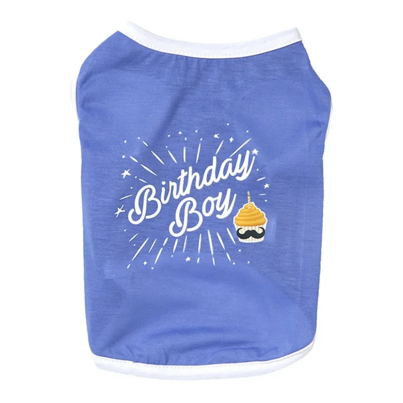 

Birthday Day Dog Cat Clothes Thin Cotton Vest Breathable Sleeveless T-shirt Vest Spring Summer Pet Costume