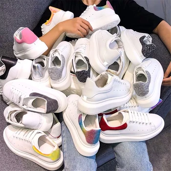 

Fashion Chic Sneakers Genuine Leather Flats Leisure Women Shoes Casual Shoes Lace-up Platform Shoes 34-41 Plus Size Shoes