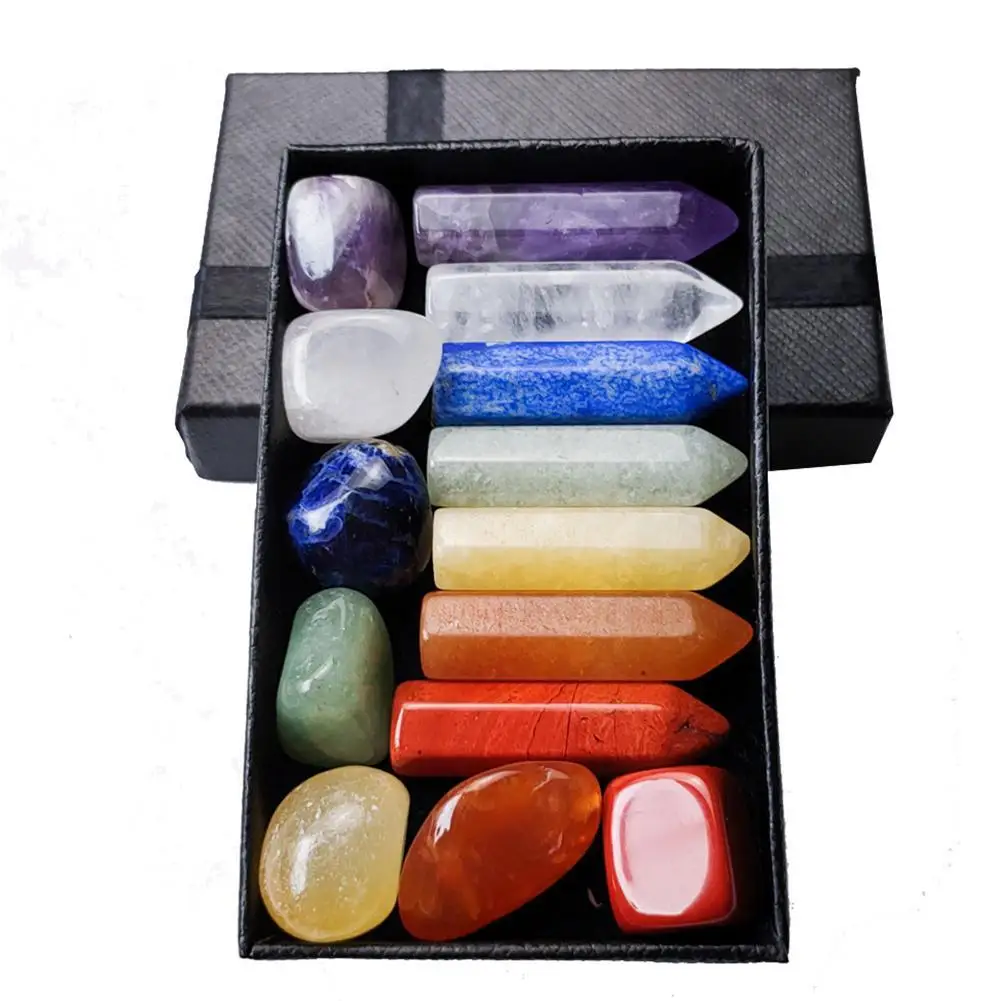 14pcs/set Természetes Kő- Ólomkristályüveg Drágakő chakras Gyógyulás Kő- Kvarc Ásványi Dísztárgyak haza decoratie ajándékok Loggia számára gyerekek