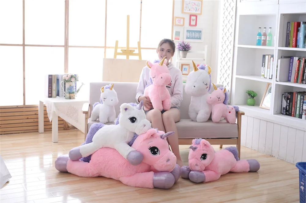 25-110 см милые единороги плюшевые игрушки мягкие популярные милые игрушечные единороги животные подушка с лошадью Высокое качество для детей девочки подарок