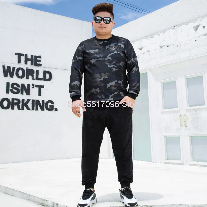 

Autumn Plus Fat Plus Men's Group He Suit Leisure Camouflage Pullover Big Size Men's Wear Extra Large Suit