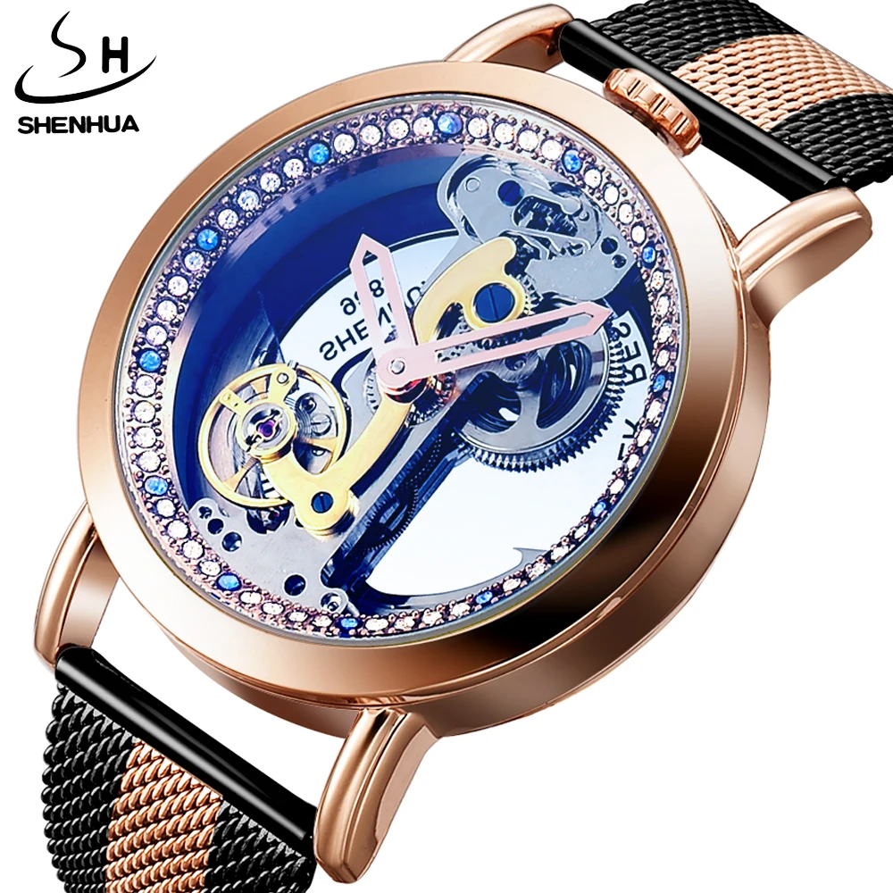 Ретро автоматические механические часы для мужчин Tourbillon Прозрачный Скелет самоветер стальной ремешок кожаный стальной мужской наручные часы