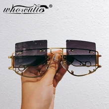 Солнцезащитные очки больших размеров, женские роскошные брендовые дизайнерские очки суперзвезды Рианны, Квадратные ретро очки с широкой оправой и заклепками, винтажные мужские солнцезащитные очки S133