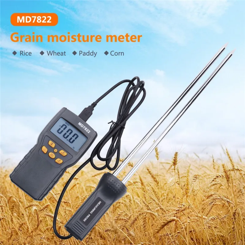 

Hot Sale Digital Grain Moisture Meter MD7822 LCD Display High Precision Humidity Tester Contains Wheat Corn Rice Moisture Meter