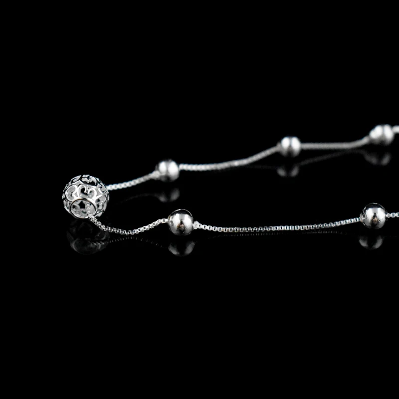 Hot Sale Fashion 925 Sterling Silver Anklet Chain Hollow Ball Pendant Anklets Bracelet Chain For Women’s Wedding Jewelry Gift