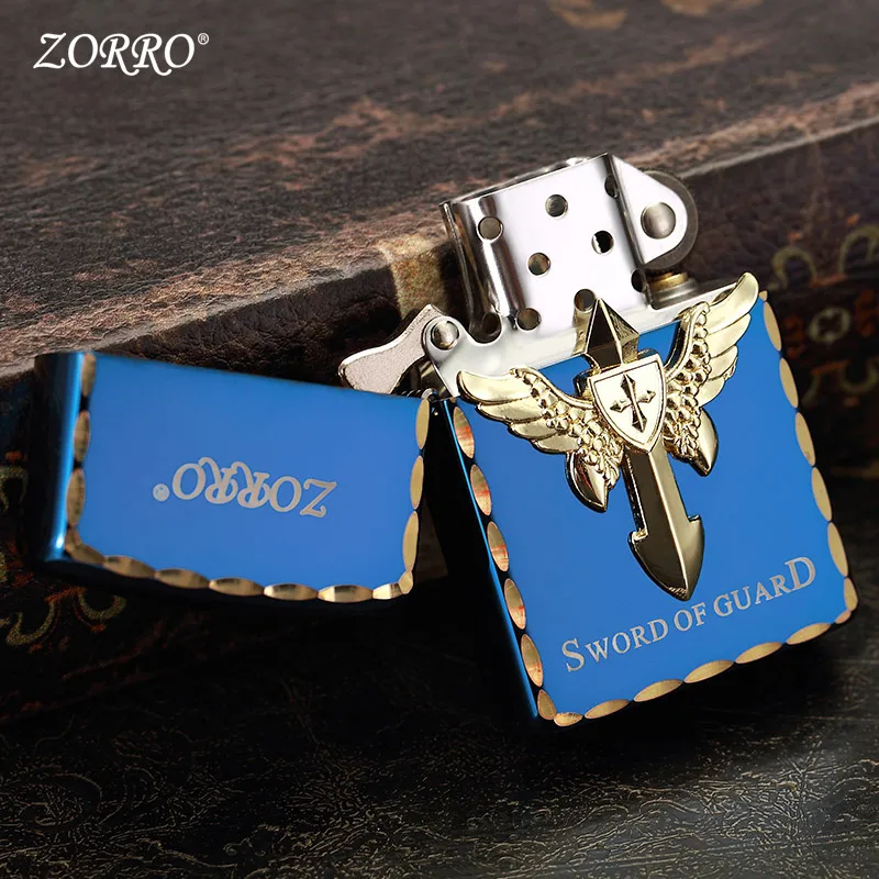 Zorro Kerosene Lighter Paladin Cross Seal Cutting Edge Personality Creative Old-fashioned Grinding