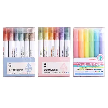 

6pcs/set Highlighter Pen Pastel Fluorescent Marker Pens School Office Supplies N1HD