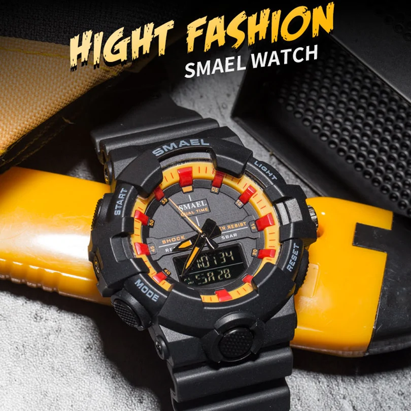 

SMAEL Men Army Military Watches Man Sport Waterproof LED Digital Dual Display Quartz Watch for Men's Watches Clock Free Shipping