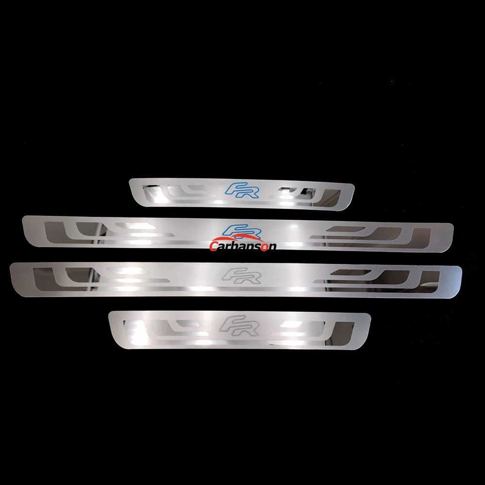 Auto Accessories For SEAT mii electric Toledo Leon Cupra Ibiza FR Stainless Steel Door Sill Trim Protectors Styling Sticker 4Pcs