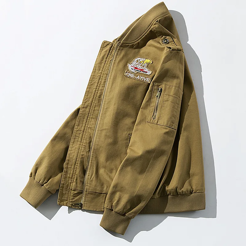 

Tooling Jacket Men'S Wear Washed Cotton Europe And America Autumn MEN'S Coat Flight Jacket Baseball Uniform