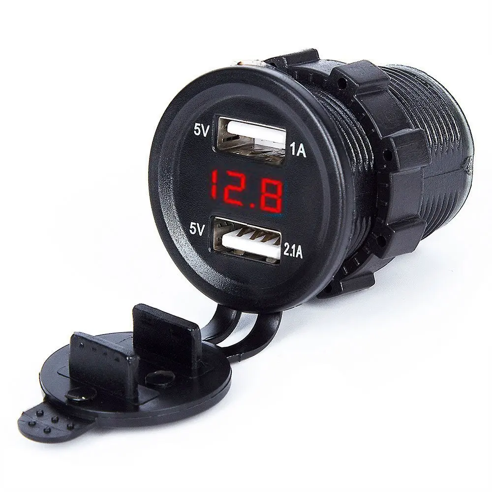 

3.1A 12V Double USB Car Charger with Voltage Digital Car Mounted Charger Multi-functional Charger Waterproof Fast Charge