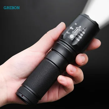 

USB Rechargeable LED Flashlight 18650 Ultra Bright torch 5 switch Modes Camping light waterproof Zoomable Bicycle Light Outdoor