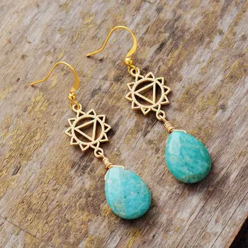Women Natural Stone Drop Earrings Spiritual Jewelry Chic Amazonite Dangle Earring Designer Jewelry Wholesale Dropshipping