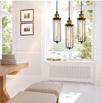 

American Bar Dining Living Room Kitchen Single Head Ironwork Hanging Lamp Industrial Style Retro Restaurant Led Pendant Lights