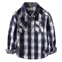 Лидер продаж, рубашка в клетку для малышей г. Новая хлопковая Детская рубашка с длинными рукавами на весну-осень для больших детей модная блузка