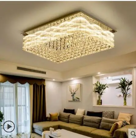 Crystal lamp living room ceiling lamp rectangular modern minimalist atmosphere home hall bedroom restaurant room lamp led lamps
