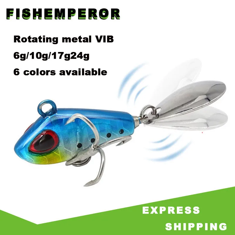 

Metal Luminous VIB 6g 10g 17g 24g With Rotating Spoon Tail Fishing Lure Sinking Lures Fishing Tackle Crankbait Vibration Spinner