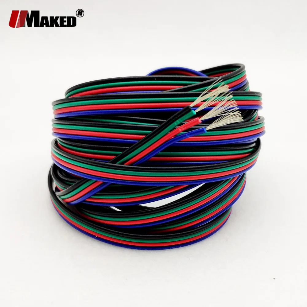 5 м 10 100 светодиодный кабель 22AWG 4Pin Луженая Медь RGB с ПВХ изоляцией проволока 2468