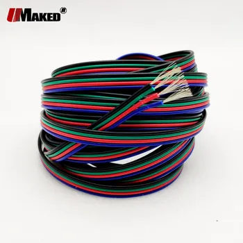 

5M 10M 100M LED Cables 22AWG 4Pin Tinned Copper RGB cable PVC insulated wireUL2468 strip Lights extension connect Power wires