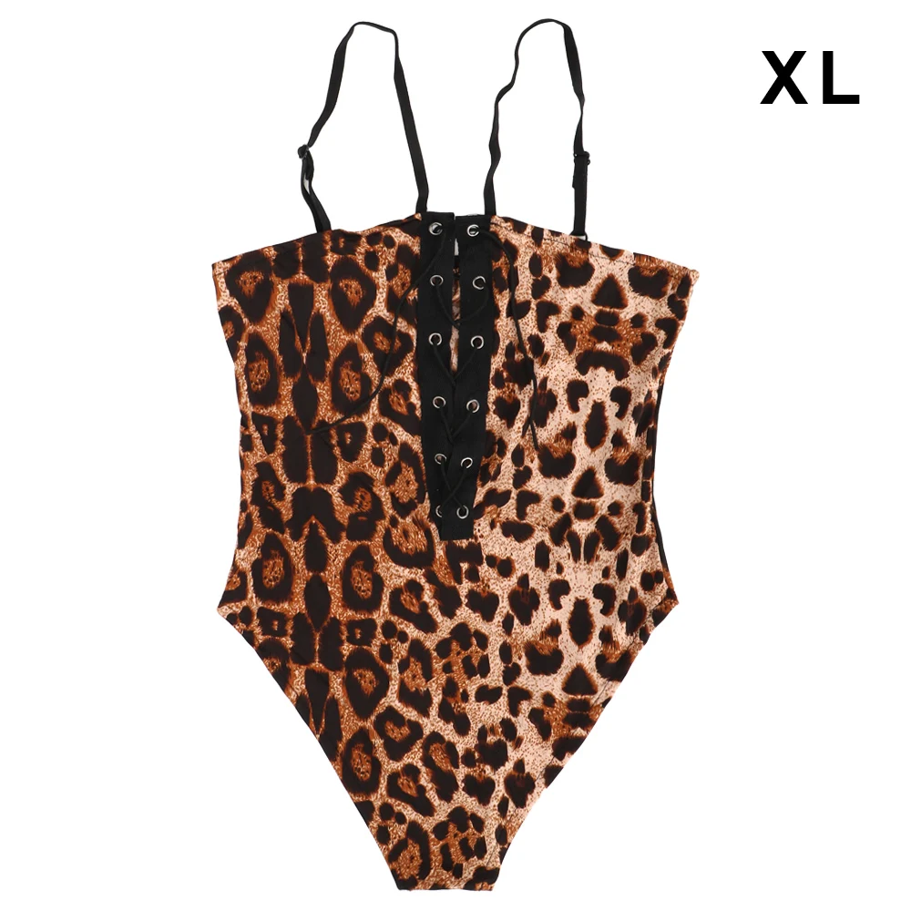 Leopard XL OLO, сексуальное женское белье, галстук, бюстье, глубокий v-образный вырез, нижнее белье, костюмы, платье для женщин, кружевное, порно, Babydoll, бандажная Пижама, открытая промежность, Тедди - Цвет: Leopard XL