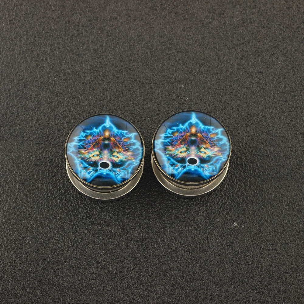JUNLOWPY Mix 7 Sizes Logo Ear Plugs Gauges Expander Lobe Stretcher Piercing Stainless Steel Screw Flesh Tunnels Body Jewelry