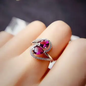 

Natural real Garnet ring 925 sterling silver Fine handworked jewelry Finger rings