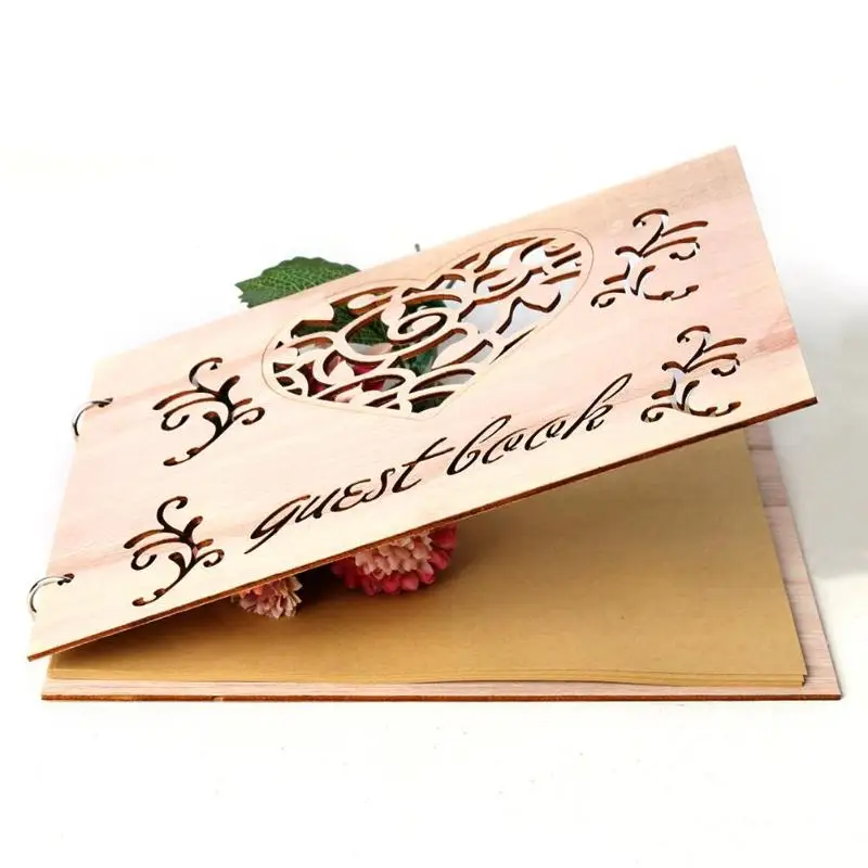 

Wedding Guest Book Gift for Couples Rustic Guest Book Bridal Shower Gift Vintage Wedding Wooden Book