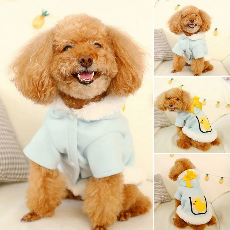 Pet Одежда с принтом в виде собак зимние теплые пушистые куртки пальто щенок Толстовки для кошек костюмы для Мопсов, французских бульдогов Костюмы