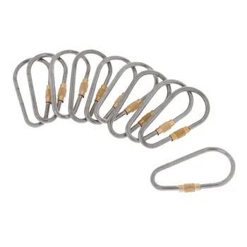 

Set of 10 Lightweight Durable Titanium Alloy Carabiner D Ring Locking Key Chain Climbing Accessories