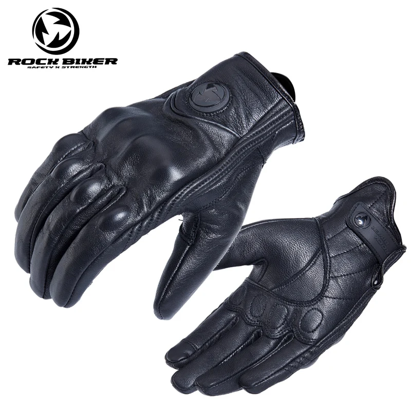 rock biker black Перчатки для мотоцикла Guantes AMU, перчатки из натуральной кожи, бейсбольные перчатки, мотоциклетные перчатки для электрического велосипеда, перчатки для мотоцикла - Цвет: rock biker black