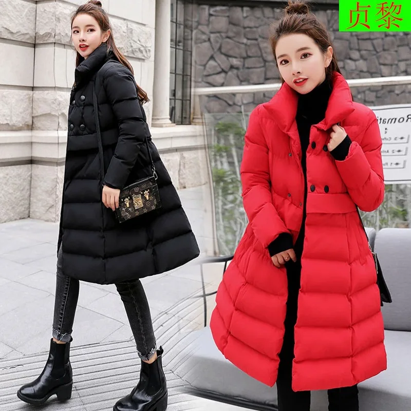 

Winter Slim Fit Hem Cotton-padded Clothes 2018 New Style WOMEN'S Dress Fashion Elegant Versatile Cotton Coat down Feather Cotton