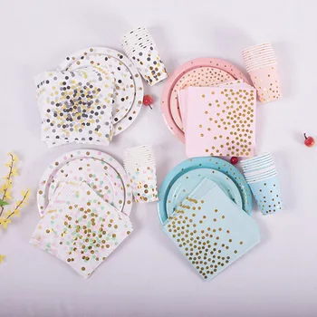

Pink Plates Cups Napkins Party Disposable Tableware Set Wedding Baby Shower Birthday Party Decorations Tableware Supplies
