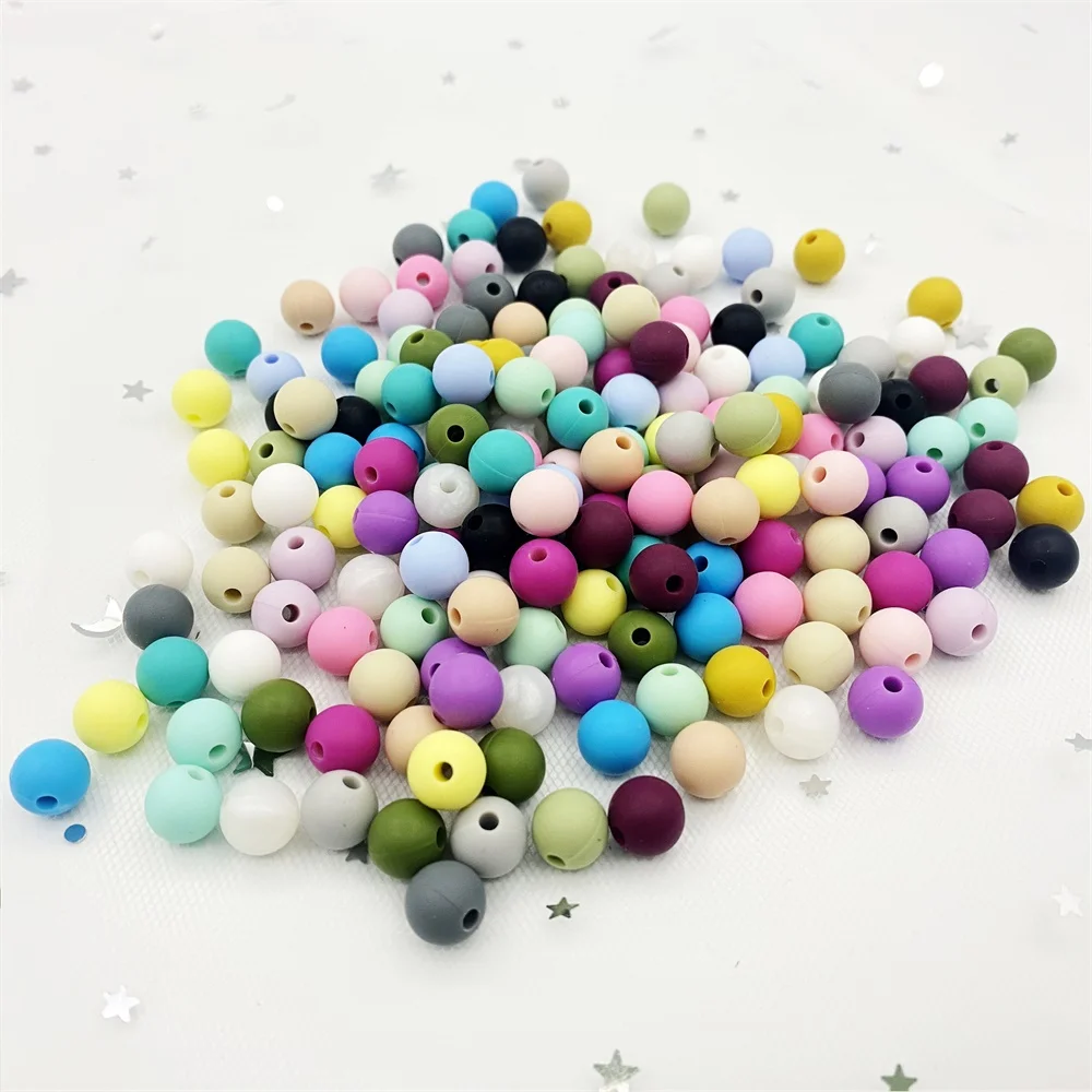 100 개 9mm 실리콘 비즈 실리콘 Teether BPA 무료 팔찌 목걸이 어린이  젖니가 남 라운드 비즈 젖꼭지 체인 DIY 완구