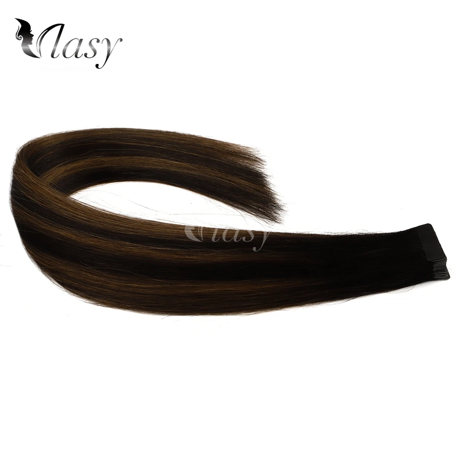 Vlasy 20 ''Remy двойные нарисованные волосы на Клейкой Ленте для наращивания темно-коричневый микс Средний коричневый цвет Balayage Sunkiss#2,5 г/шт