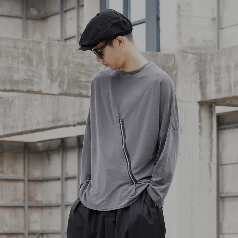 

Men's Long-Sleeve T-Shirt Spring And Autumn New Urban Youth Fashion Personality Zipper Leisure Large Size Jacket