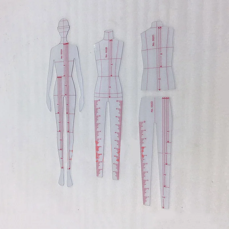 

4PCS/set Women Garment Human Dynamic Prototype Ruler Template For Tailor Sewing Drawing Cut Out Tools Accessories