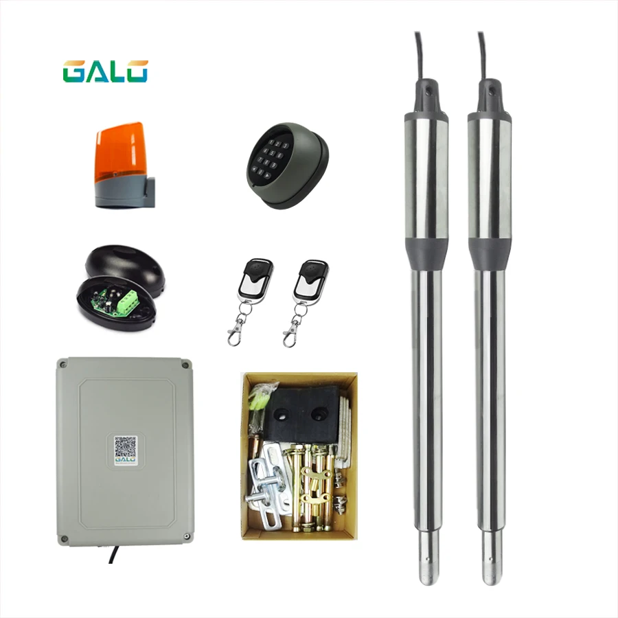 

Swing Gate Opener for 600lbs Double-leaf Swing Gates with Unit circuit board box and Remote control swing gate actuator