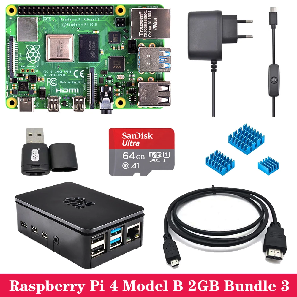 Raspberry Pi 4 1 Гб 2 ГБ 4 ГБ ОЗУ WiFi Bluetooth с ABS чехол адаптер питания sd-карта для Raspberry Pi 4 Модель B 4B