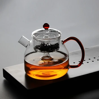 

1200ml Creative Borosilicate Glass Steaming Teapot Transparent Infusion Of Tea Pot With Filter Handle Household Kettle Practical