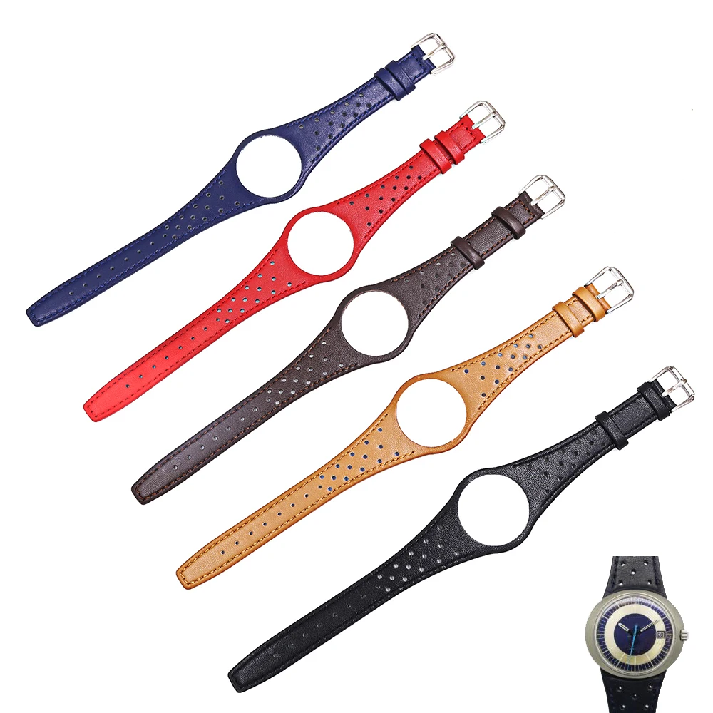Carlywet Rosso Blu Marrone Kaki Nero In Vera Pelle Di Vitello Watch Band Con Argento Fibbia In Acciaio Per Omega Dinamico