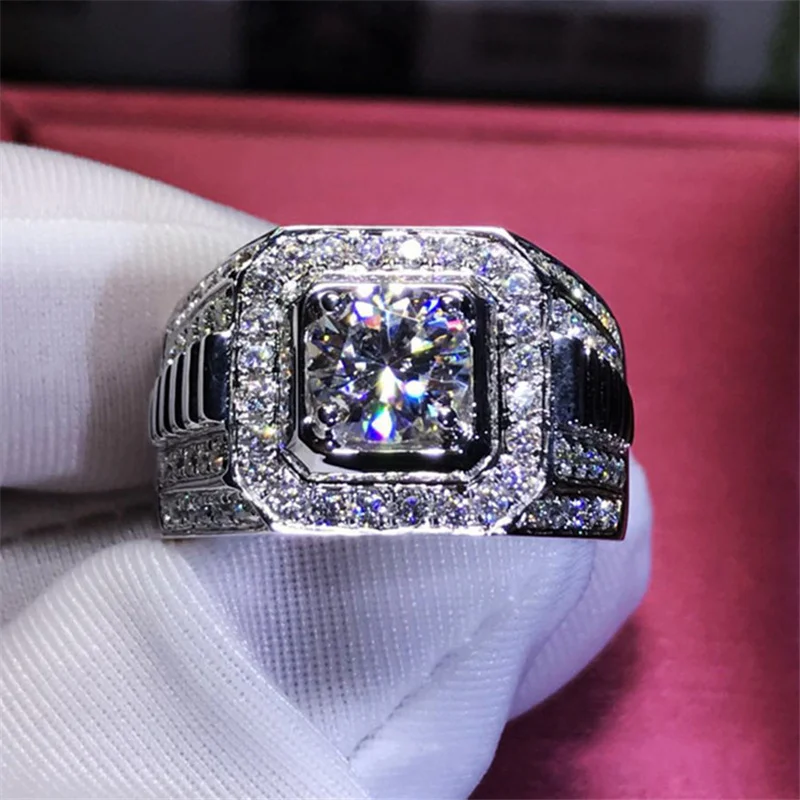 Classic Business Style Silver Color Crystal Men's Rings Fashion Party Wedding Engagement Male Ring Jewelry Hand Accessories silver ring wedding rings finger rings jewelry rings ring jewelry