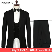 Mens Suits Three-piece suit Formal Dress Men banquet Suit Set Wedding Suits Groom Tuxedos (Jacket+vest+Pants) EURO size S-4XL Mens Suits Three-piece suit Formal Dress Men banquet Suit Set Wedding Suits Groom Tuxedos (Jacket+vest+Pants) EURO size S-4XL