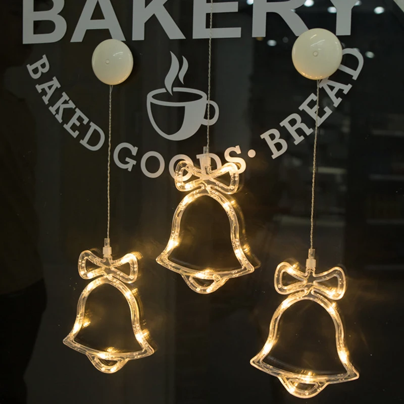 

Led Christmas tree decoration lights bell deer snowman angel cute sucker battery light window party holiday small lantern