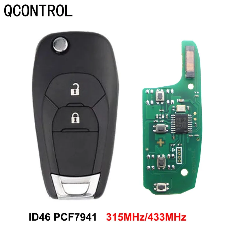 QCONTROL 2 Button Modified Folding Flip Remote Smart Car Key Fob 315MHZ or 433MHZ ID46 PCF7941 Chip For Chevrolet Cruze Aveo