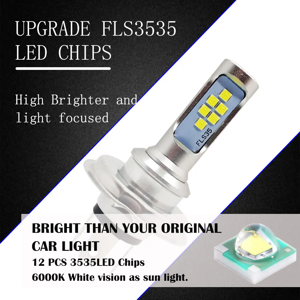 H4 LED  Ʈ , HS1 LED   Ʈ, 3535 Ĩ, 1400LM 工, ڵ  Ʈ , 12V DC, 1 