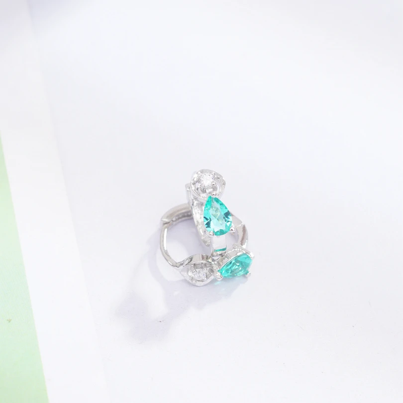 light green Серьги оптом, серьги-кольца для женщин, белое золото, кубический цирконий, маленькие круглые серьги, подарок для девочек - Окраска металла: light green