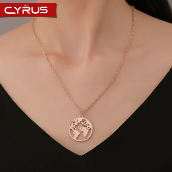 

Fashion World Map Circle Pendant Necklace Couple Necklaces Silver Gold Black Metal Nouveaute 2019 Femme Bijoux Mujer Sieraden