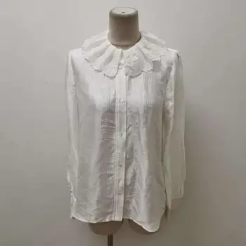 

Women's Lace Stitching Shirt Long Sleeve Stripes Single Breasted Early Autumn 2020 New Female Sweet Blouse