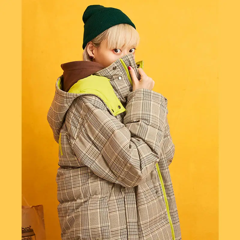 ELFSACK Green Plaid Chic Button Warmness 90% Duck