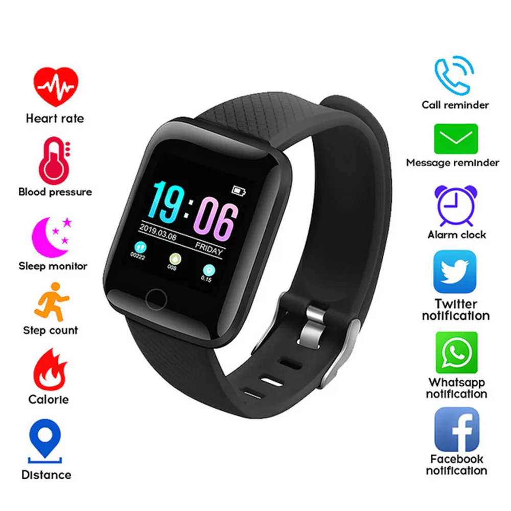 Smart Bracelet D13 Heart Rate Blood Pressure Sleep Monitor Step Count Bluetooth Push Reminder